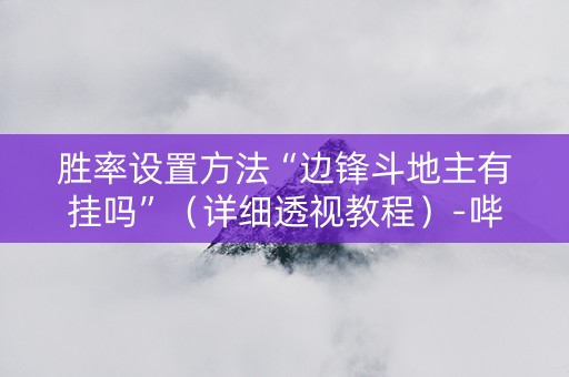 胜率设置方法“边锋斗地主有挂吗”（详细透视教程）-哔哩哔哩