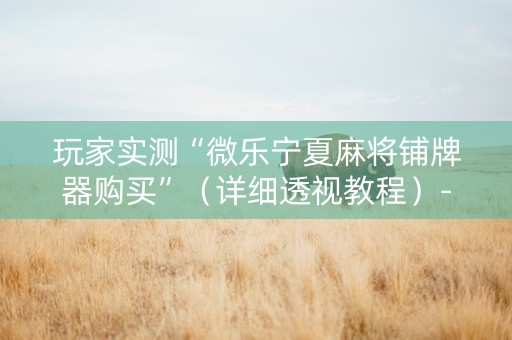 玩家实测“微乐宁夏麻将铺牌器购买”（详细透视教程）-哔哩哔哩