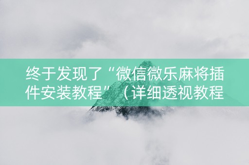 终于发现了“微信微乐麻将插件安装教程”（详细透视教程）-哔哩哔哩