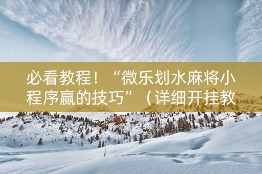 必看教程！“微乐划水麻将小程序赢的技巧”（详细开挂教程）-哔哩哔哩