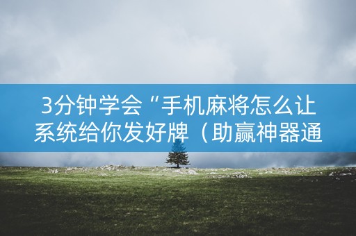 3分钟学会“手机麻将怎么让系统给你发好牌（助赢神器通用版）