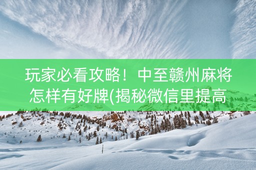 玩家必看攻略！中至赣州麻将怎样有好牌(揭秘微信里提高胜率)