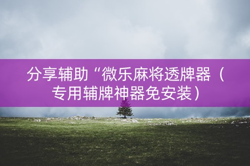 分享辅助“微乐麻将透牌器（专用辅牌神器免安装）