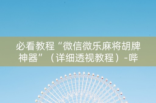 必看教程“微信微乐麻将胡牌神器”（详细透视教程）-哔哩哔哩