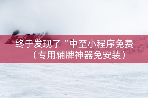 终于发现了“中至小程序免费（专用辅牌神器免安装）