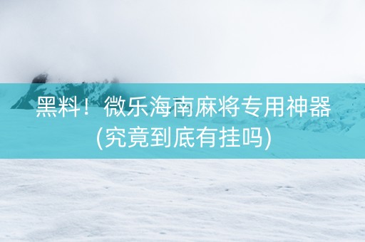 黑料！微乐海南麻将专用神器(究竟到底有挂吗)