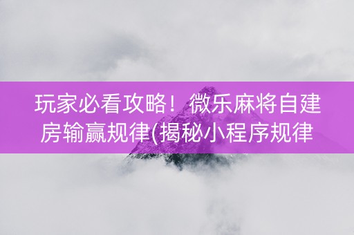 玩家必看攻略！微乐麻将自建房输赢规律(揭秘小程序规律攻略)