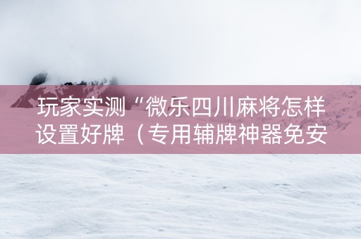 玩家实测“微乐四川麻将怎样设置好牌（专用辅牌神器免安装）