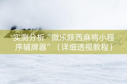 实测分析“微乐陕西麻将小程序辅牌器”（详细透视教程）-哔哩哔哩