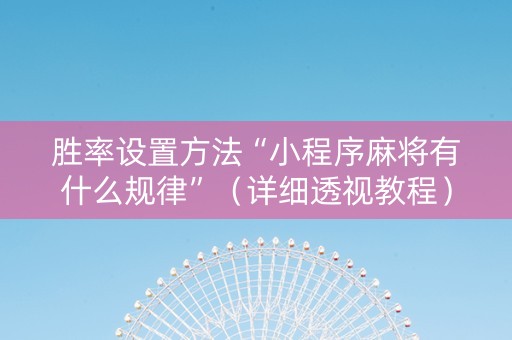 胜率设置方法“小程序麻将有什么规律”（详细透视教程）-哔哩哔哩