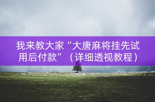 我来教大家“大唐麻将挂先试用后付款”（详细透视教程）-哔哩哔哩