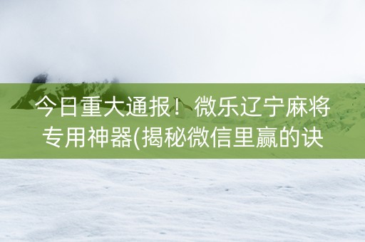 今日重大通报！微乐辽宁麻将专用神器(揭秘微信里赢的诀窍)