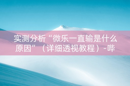 实测分析“微乐一直输是什么原因”（详细透视教程）-哔哩哔哩