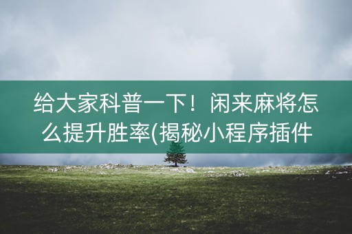 给大家科普一下！闲来麻将怎么提升胜率(揭秘小程序插件下载)