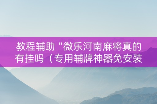 教程辅助“微乐河南麻将真的有挂吗（专用辅牌神器免安装）
