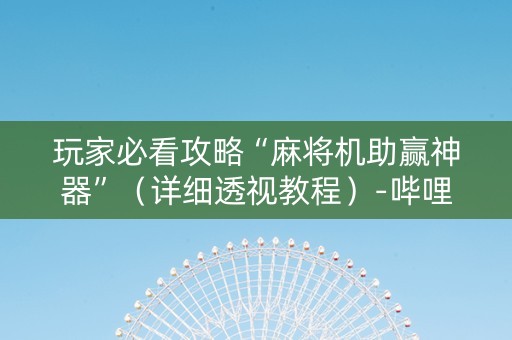 玩家必看攻略“麻将机助赢神器”（详细透视教程）-哔哩哔哩