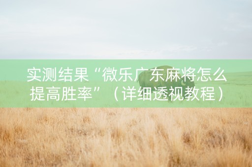 实测结果“微乐广东麻将怎么提高胜率”（详细透视教程）-哔哩哔哩