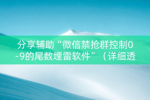 分享辅助“微信禁抢群控制0-9的尾数埋雷软件”（详细透视教程）-哔哩哔哩