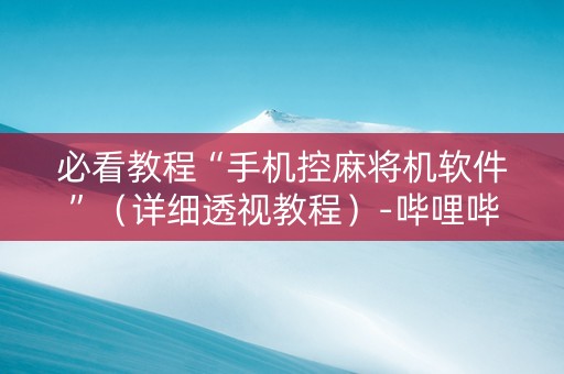 必看教程“手机控麻将机软件”（详细透视教程）-哔哩哔哩