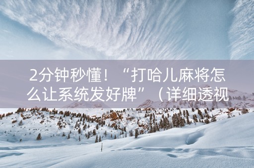2分钟秒懂！“打哈儿麻将怎么让系统发好牌”（详细透视教程）-哔哩哔哩