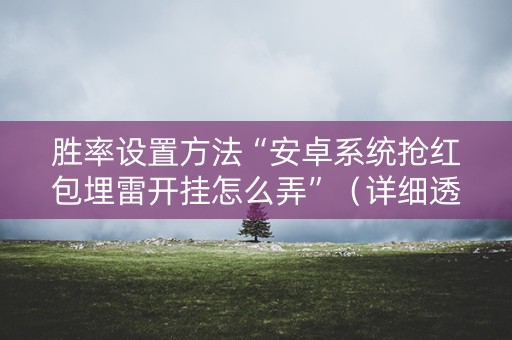 胜率设置方法“安卓系统抢红包埋雷开挂怎么弄”（详细透视教程）-哔哩哔哩