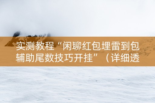 实测教程“闲聊红包埋雷到包辅助尾数技巧开挂”（详细透视教程）-哔哩哔哩