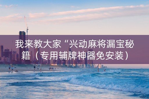 我来教大家“兴动麻将漏宝秘籍（专用辅牌神器免安装）