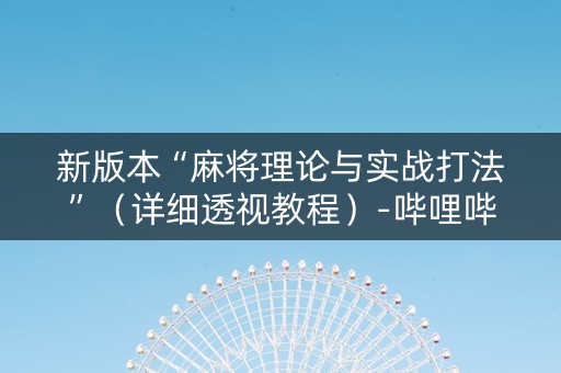新版本“麻将理论与实战打法”（详细透视教程）-哔哩哔哩