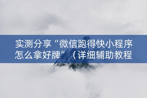 实测分享“微信跑得快小程序怎么拿好牌”（详细辅助教程）-哔哩哔哩