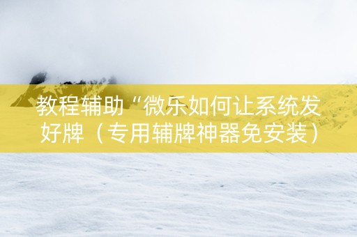 教程辅助“微乐如何让系统发好牌（专用辅牌神器免安装）