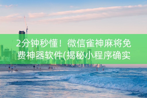 2分钟秒懂！微信雀神麻将免费神器软件(揭秘小程序确实有猫腻)