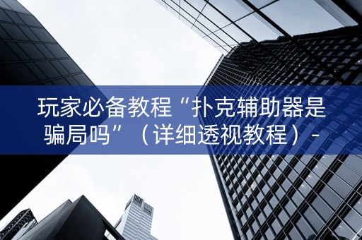 玩家必备教程“扑克辅助器是骗局吗”（详细透视教程）-哔哩哔哩