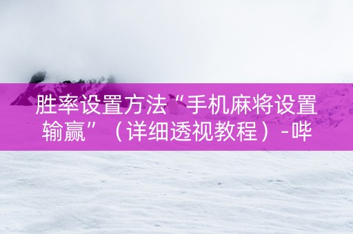 胜率设置方法“手机麻将设置输赢”（详细透视教程）-哔哩哔哩