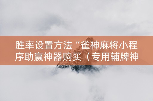 胜率设置方法“雀神麻将小程序助赢神器购买（专用辅牌神器免安装）