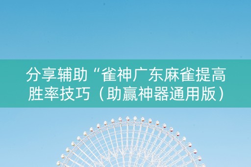 分享辅助“雀神广东麻雀提高胜率技巧（助赢神器通用版）