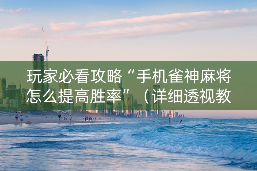 玩家必看攻略“手机雀神麻将怎么提高胜率”（详细透视教程）-哔哩哔哩