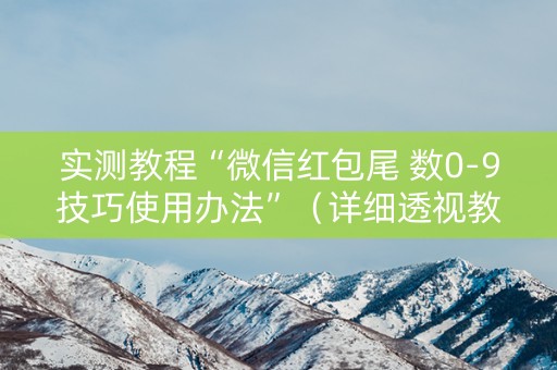 实测教程“微信红包尾 数0-9技巧使用办法”（详细透视教程）-哔哩哔哩