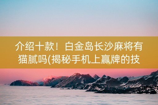 介绍十款！白金岛长沙麻将有猫腻吗(揭秘手机上赢牌的技巧)
