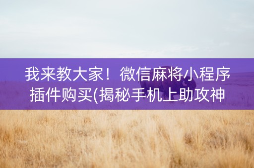 我来教大家！微信麻将小程序插件购买(揭秘手机上助攻神器)