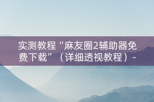 实测教程“麻友圈2辅助器免费下载”（详细透视教程）-哔哩哔哩