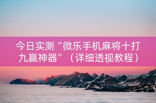 今日实测“微乐手机麻将十打九赢神器”（详细透视教程）-哔哩哔哩