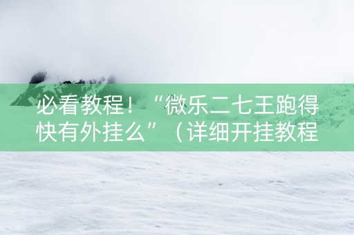 必看教程！“微乐二七王跑得快有外挂么”（详细开挂教程）-哔哩哔哩