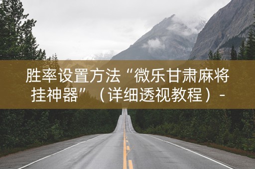胜率设置方法“微乐甘肃麻将挂神器”（详细透视教程）-哔哩哔哩
