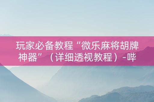 玩家必备教程“微乐麻将胡牌神器”（详细透视教程）-哔哩哔哩