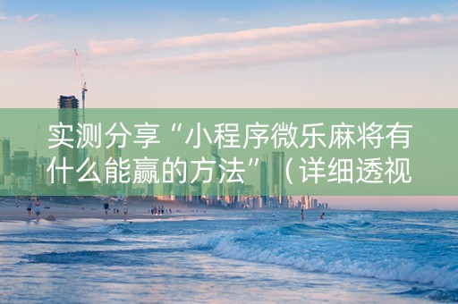 实测分享“小程序微乐麻将有什么能赢的方法”（详细透视教程）-哔哩哔哩