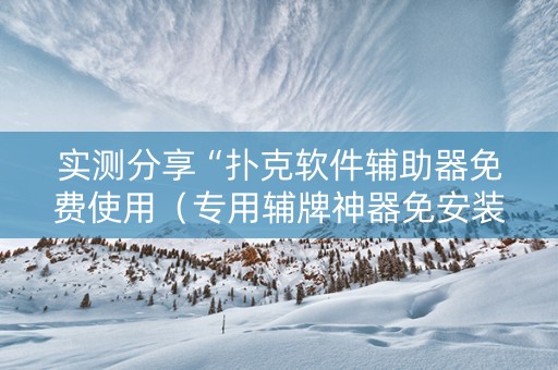 实测分享“扑克软件辅助器免费使用（专用辅牌神器免安装）