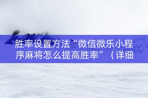 胜率设置方法“微信微乐小程序麻将怎么提高胜率”（详细透视教程）-哔哩哔哩