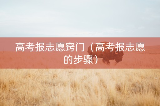 高考报志愿窍门（高考报志愿的步骤）