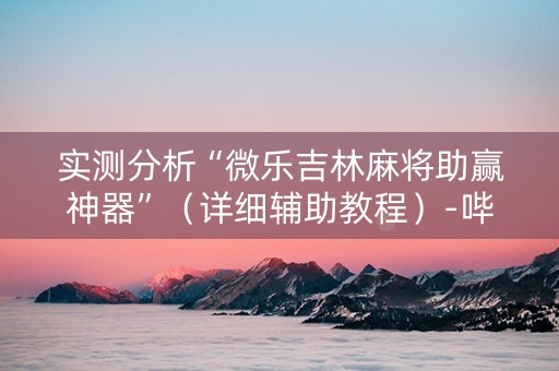 实测分析“微乐吉林麻将助赢神器”（详细辅助教程）-哔哩哔哩