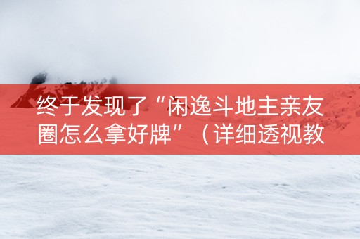 终于发现了“闲逸斗地主亲友圈怎么拿好牌”（详细透视教程）-哔哩哔哩